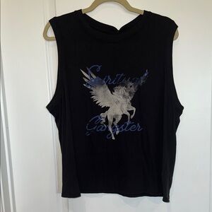 Spiritual Gangster Black Muscle Tee with Pegasus Design